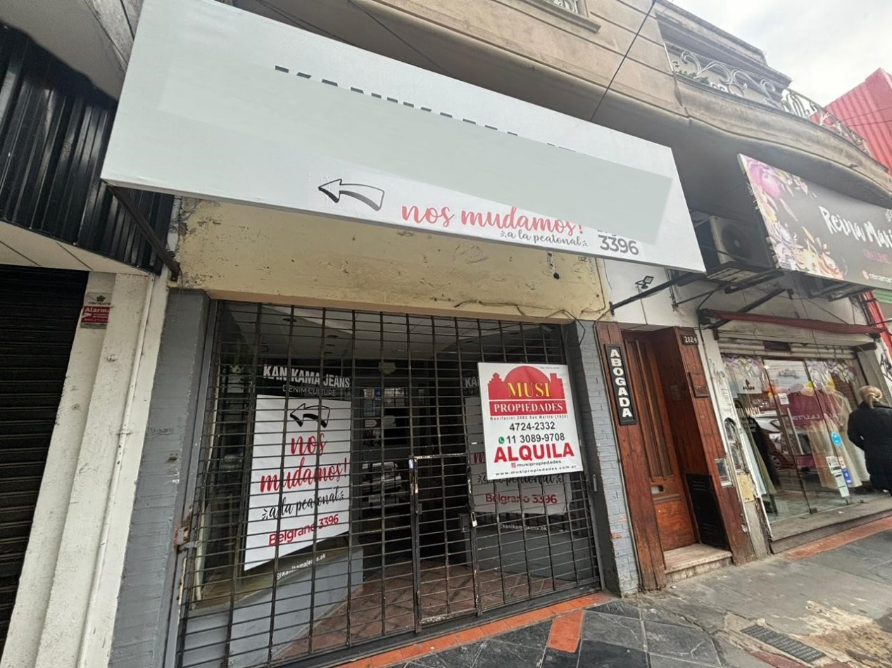 Excelente local comercial en alquiler a metros peatonal Belgrano - CENTRO DE SAN MARTIN